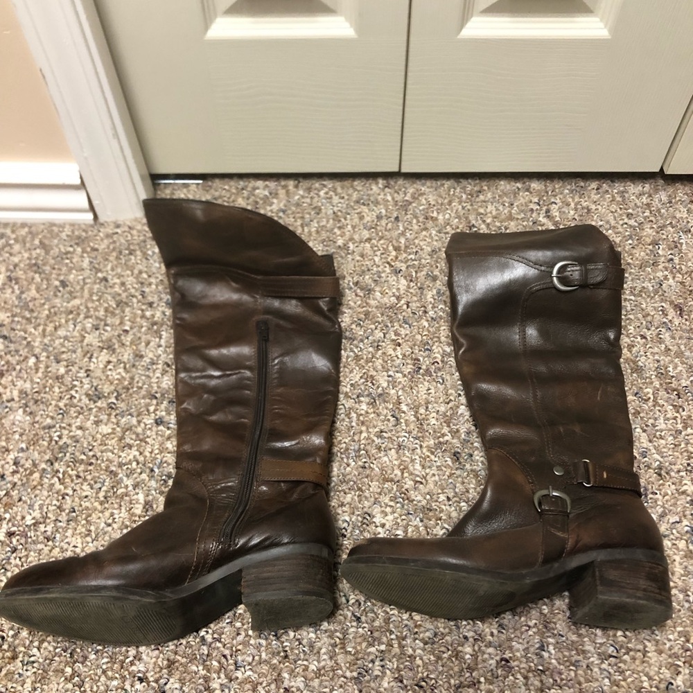 Marc Fisher Size 7.5 Brown Leather Knee-High Boots